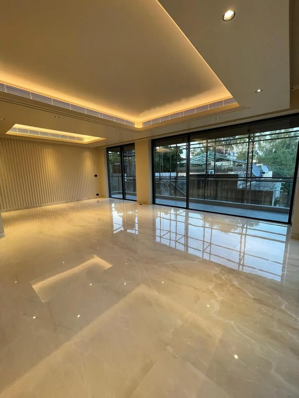 Drawing room with fluted feature wall